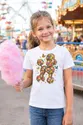 Koszulka dziecięca z pudlem dla dziewczynki biała ułożony z kwiatów, zdjęcie 4