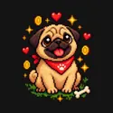 Koszulka dziecięca z mopsem dla chłopca czarna retro pixel art, zdjęcie 2