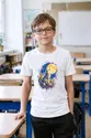 Koszulka dziecięca z wilkiem dla chłopca biała akwarelowa nocna scena, zdjęcie 4