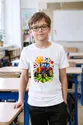 Koszulka z ursusem dla chłopca biała geometryczne kształty, zdjęcie 3