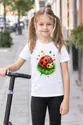 Koszulka z biedronką dla dziewczynki biała z kolorowych kropek, zdjęcie 5