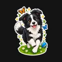 Koszulka z border collie dla chłopca czarna efekt naklejki, zdjęcie 2