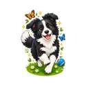 Koszulka z border collie dla chłopca biała efekt naklejki, zdjęcie 2