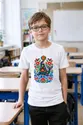 Koszulka dziecięca z foką dla chłopca biała ludowa wycinanka, zdjęcie 3