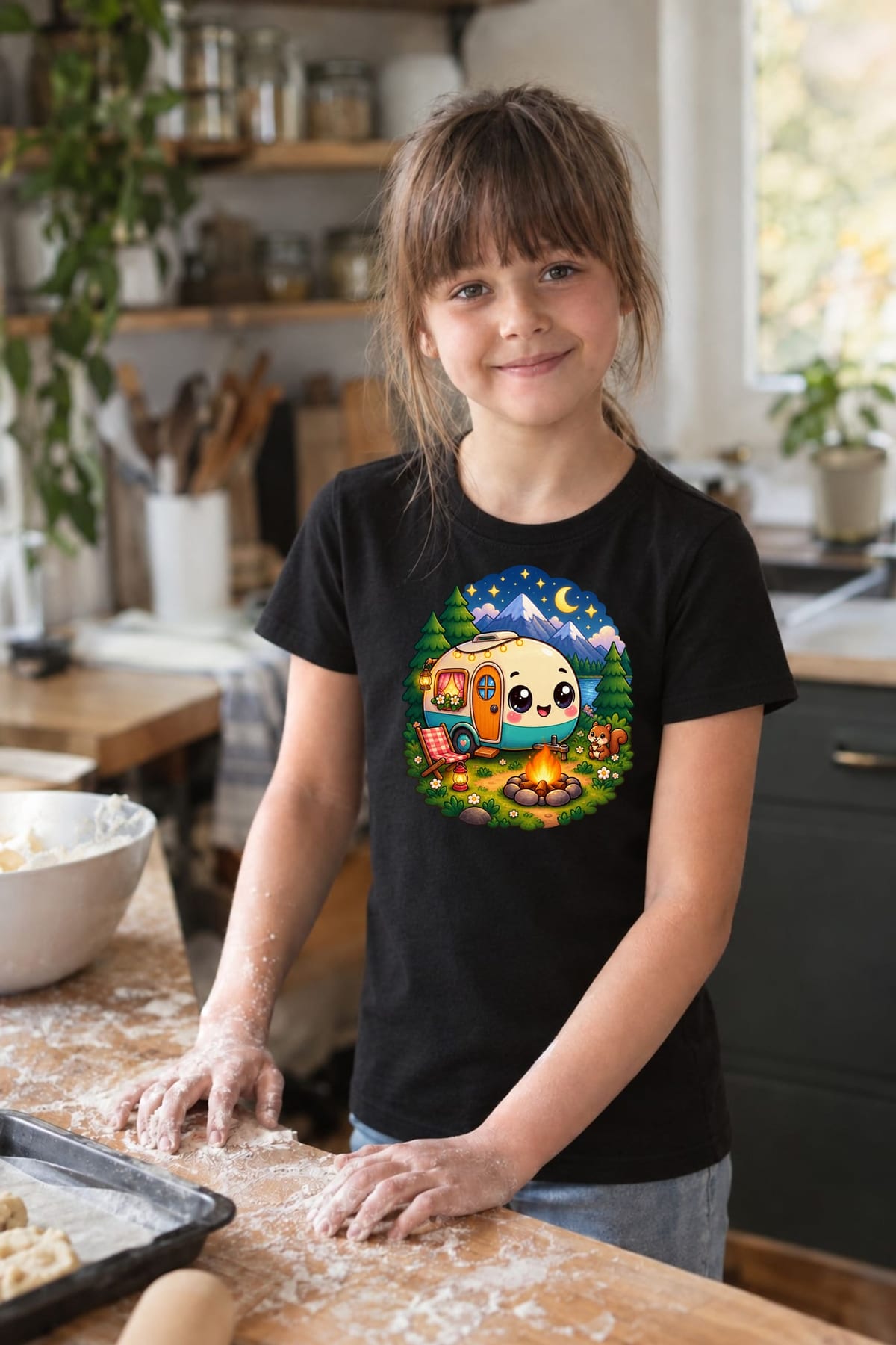 Koszulka dla chłopca z kamperem czarna słodki kawaii, zdjęcie 8