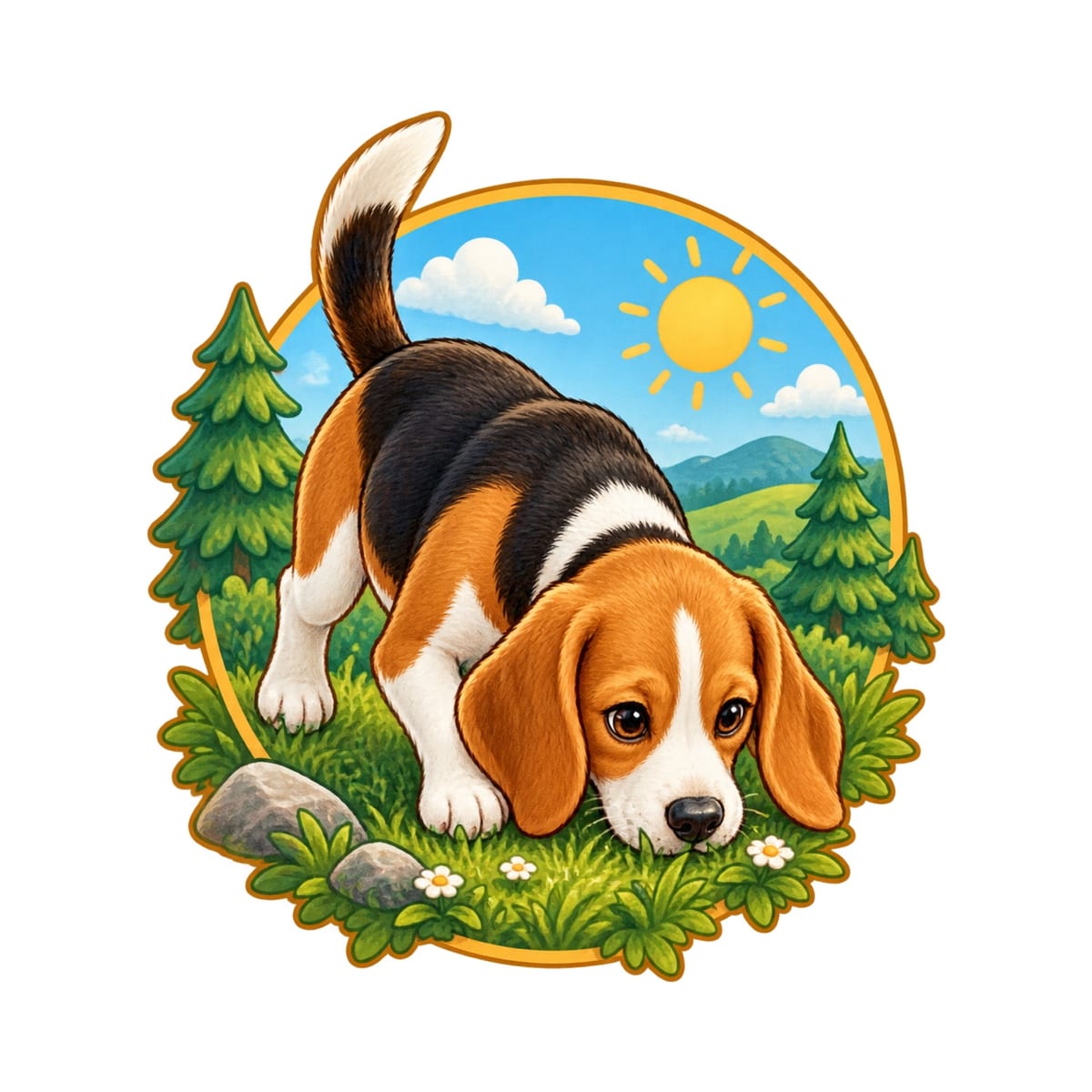 Koszulka z beaglem dla dziewczynki biała okrągła odznaka, zdjęcie 2