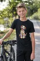 Koszulka z dalmatyńczykiem dla chłopca czarna z kolorowych kropek, zdjęcie 3
