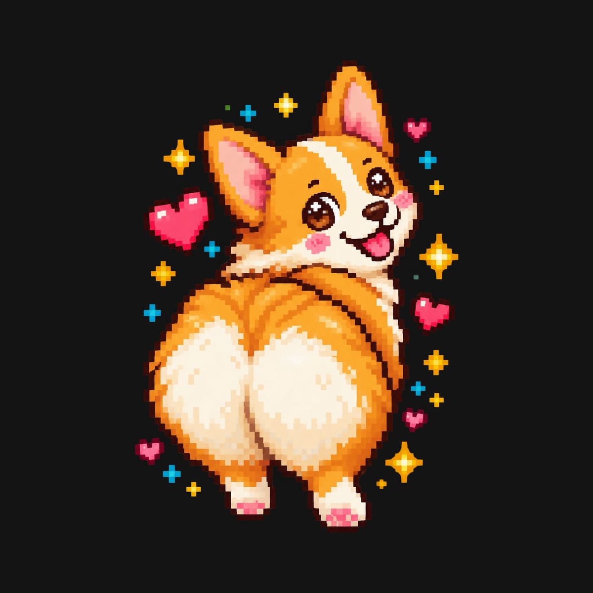 Koszulka z corgi dla chłopca czarna pixel art retro styl, zdjęcie 2