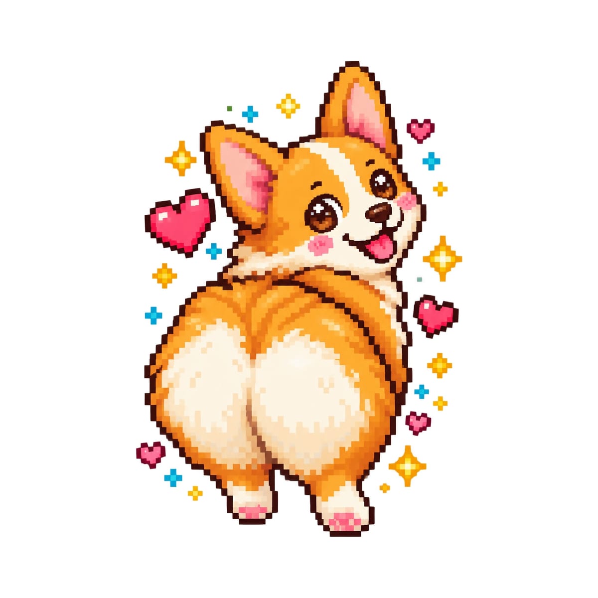 Koszulka z corgi dla dziewczynki biała pixel art retro styl, zdjęcie 2