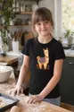 Koszulka dziecięca z lamą dla dziewczynki czarna z kolorowych kropek, zdjęcie 6