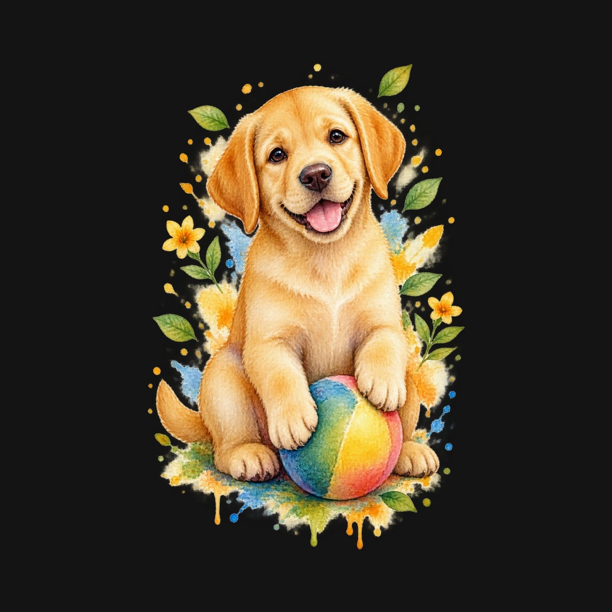 Koszulka z labradorem dla dziewczynki czarna delikatna akwarela, zdjęcie 2
