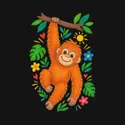 Koszulka z orangutanem dla dziewczynki czarna rysunek kredkami, zdjęcie 2