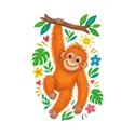 Koszulka z orangutanem dla dziewczynki biała rysunek kredkami, zdjęcie 2