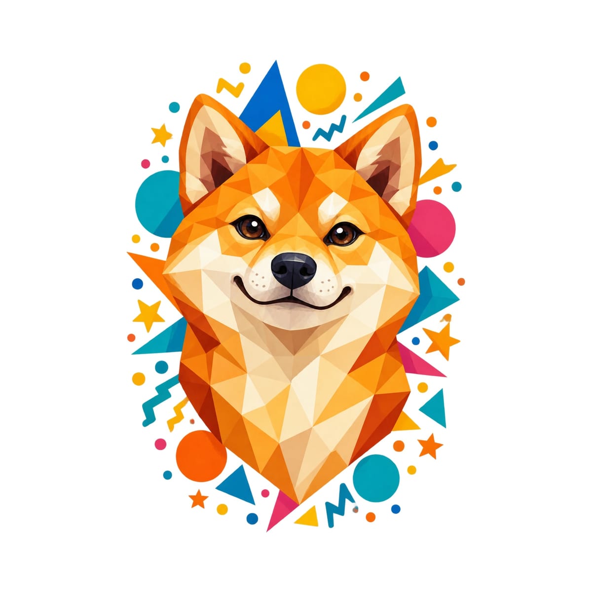 Koszulka z shiba inu dla chłopca biała geometryczne kształty, zdjęcie 2