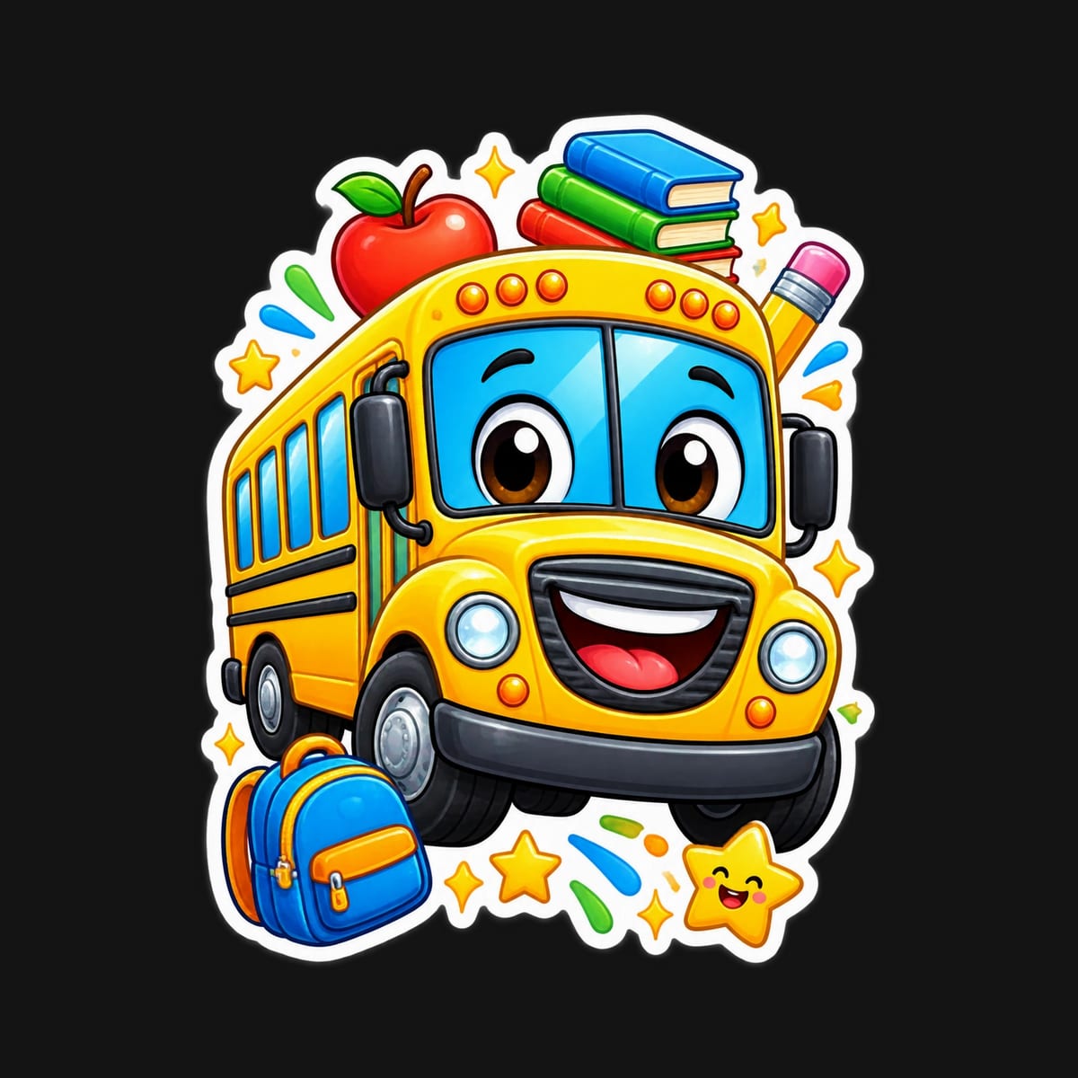 Koszulka dla chłopca z autobusem czarna efekt grubej naklejki, zdjęcie 2