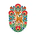 Koszulka dziecięca z jelonkiem dla dziewczynki biała wycinanka ludowa, zdjęcie 2