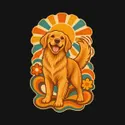 Koszulka z golden retrieverem dla dziewczynki czarna klimat retro, zdjęcie 2