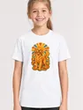 Koszulka z golden retrieverem dla dziewczynki biała klimat retro, zdjęcie 1