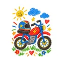 Koszulka z motorem dla chłopca biała rysunek kredkami, zdjęcie 2