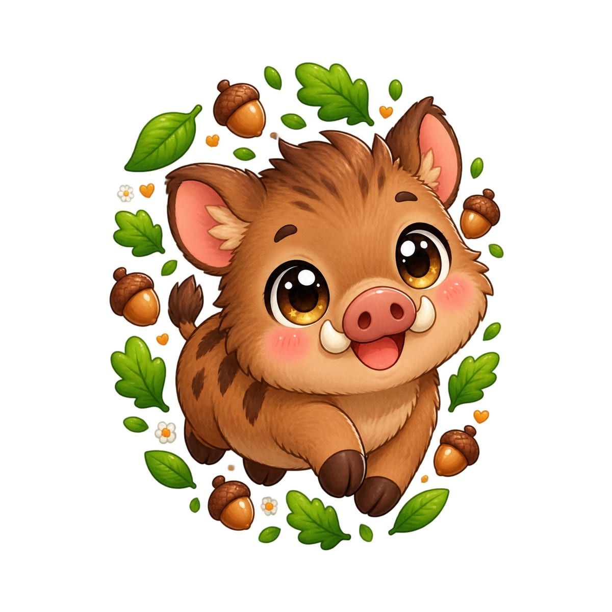 Koszulka z dzikiem dla chłopca biała słodki kawaii, zdjęcie 2