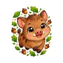 Koszulka z dzikiem dla chłopca biała słodki kawaii, zdjęcie 2