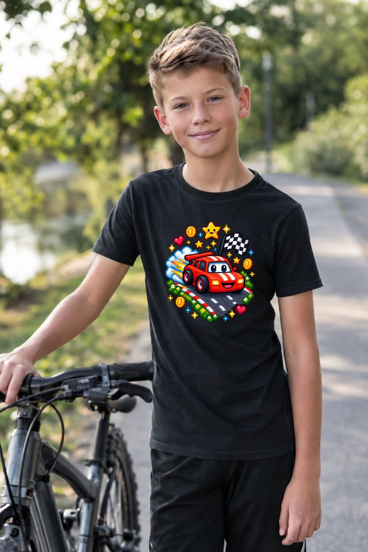 Koszulka z samochodzikiem dla chłopca czarna pixel art, zdjęcie 5
