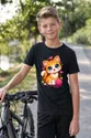 Koszulka z kotem dla chłopca czarna słodki styl kawaii, zdjęcie 3