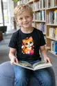 Koszulka z kotem dla chłopca czarna słodki styl kawaii, zdjęcie 6