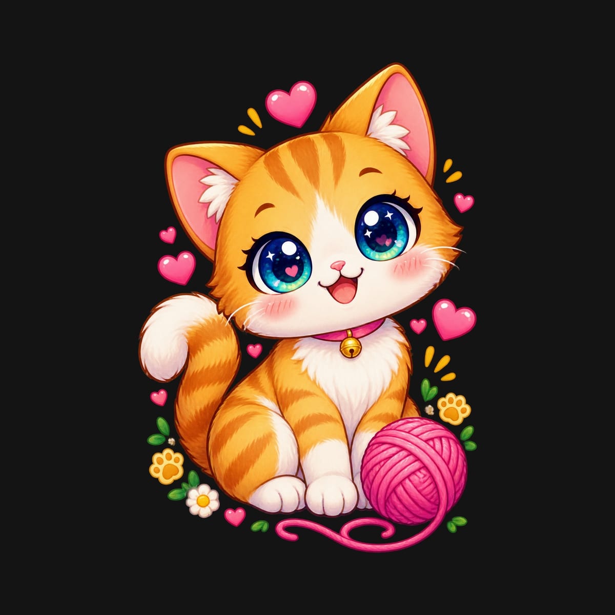 Koszulka z kotem dla dziewczynki czarna słodki kawaii, zdjęcie 2