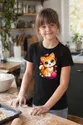 Koszulka z kotem dla dziewczynki czarna słodki kawaii, zdjęcie 4