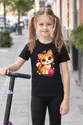 Koszulka z kotem dla dziewczynki czarna słodki kawaii, zdjęcie 8