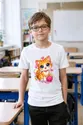 Koszulka z kotem dla chłopca biała słodki styl kawaii, zdjęcie 3