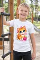 Koszulka z kotem dla chłopca biała słodki styl kawaii, zdjęcie 5