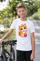 Koszulka z kotem dla chłopca biała słodki styl kawaii, zdjęcie 6