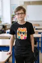 Koszulka z kotem dla dzieci dla chłopca czarna efekt naklejki, zdjęcie 3