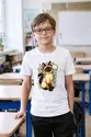 Koszulka z kotem syjamskim dla chłopca biała komiksowy styl, zdjęcie 4