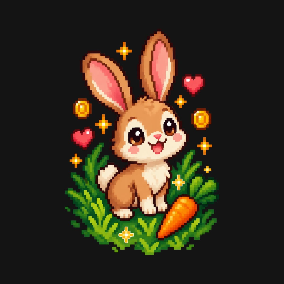 Koszulka dla chłopca z zającem czarna pixel art w stylu retro gry, zdjęcie 2
