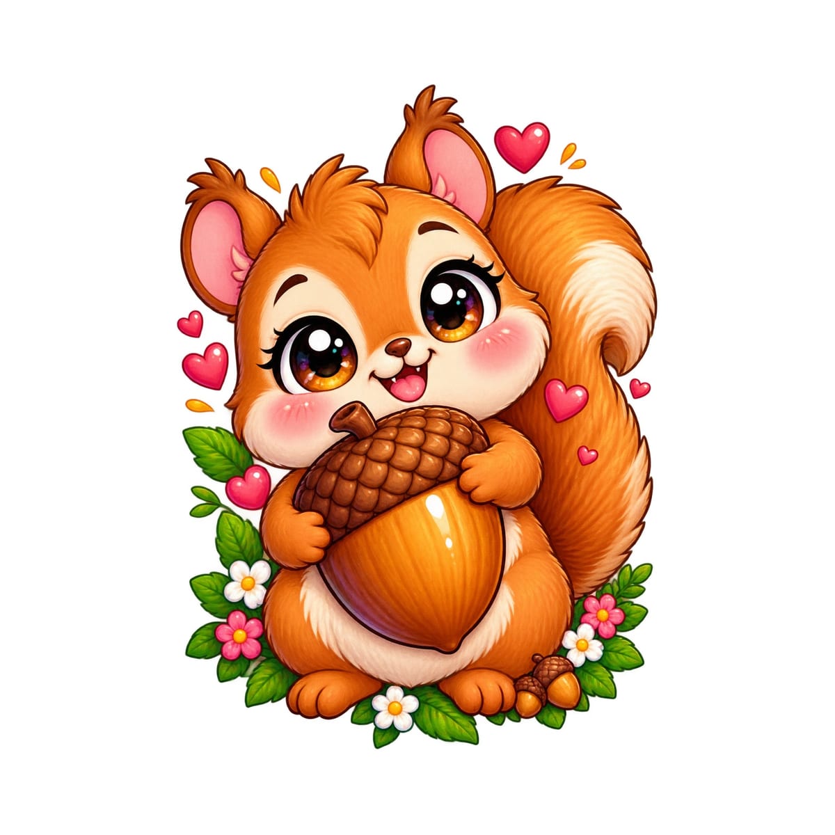Koszulka dziecięca z wiewiórką dla dziewczynki biała słodki kawaii, zdjęcie 2