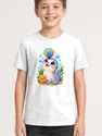 Koszulka z foczką dla chłopca biała słodki styl kawaii, zdjęcie 1