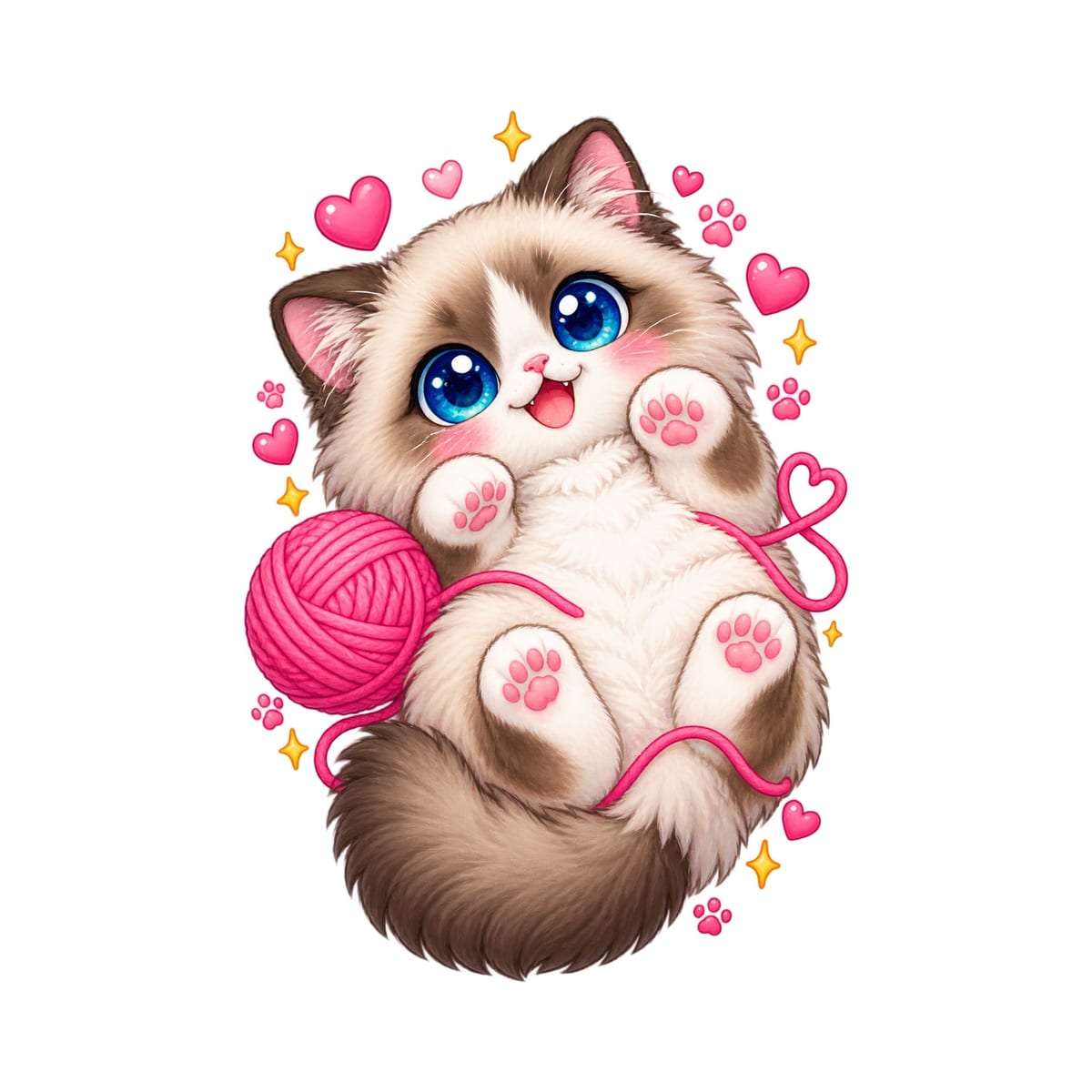 Koszulka z ragdollem dla dziewczynki biała słodki styl kawaii, zdjęcie 2