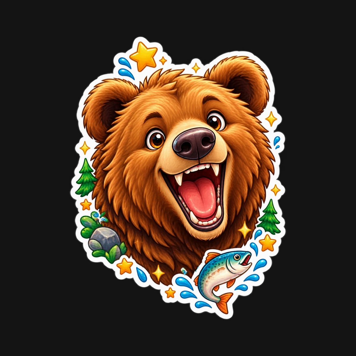 Koszulka z grizzly dla chłopca czarna styl naklejki, zdjęcie 2