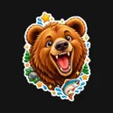 Koszulka z grizzly dla chłopca czarna styl naklejki, zdjęcie 2