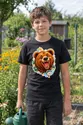 Koszulka z grizzly dla chłopca czarna styl naklejki, zdjęcie 8
