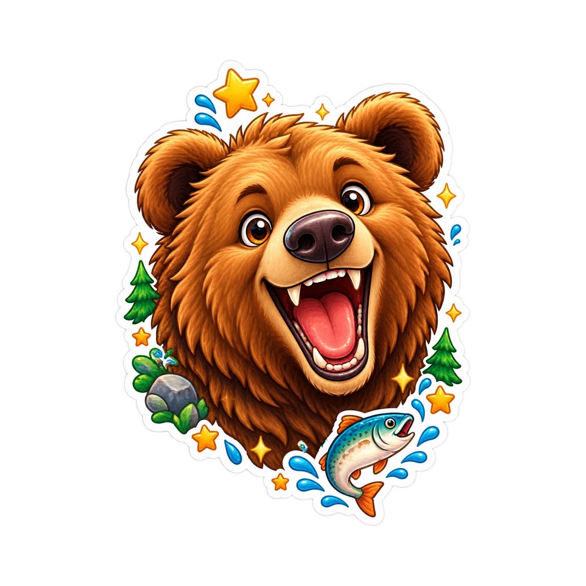 Koszulka z grizzly dla chłopca biała styl naklejki, zdjęcie 2