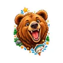 Koszulka z grizzly dla chłopca biała styl naklejki, zdjęcie 2