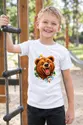 Koszulka z grizzly dla chłopca biała styl naklejki, zdjęcie 4