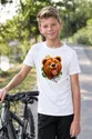 Koszulka z grizzly dla chłopca biała styl naklejki, zdjęcie 5