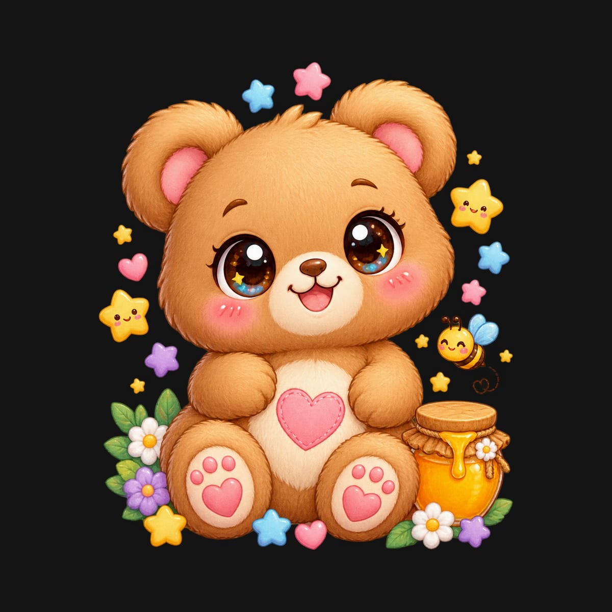 Koszulka z misiem pluszowym dla chłopca czarna słodki kawaii, zdjęcie 2