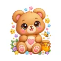 Koszulka z misiem pluszowym dla chłopca biała słodki kawaii, zdjęcie 2