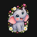 Koszulka ze słonikiem dla dziewczynki czarna słodki kawaii, zdjęcie 2
